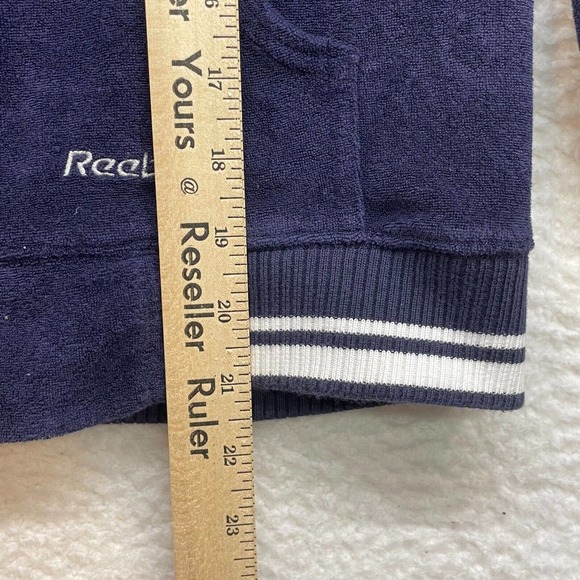 Vintage Reebok Hoodie Womens Large Blue Detroit Pistons Crop Velour 90s Retro - Picture 12 of 13